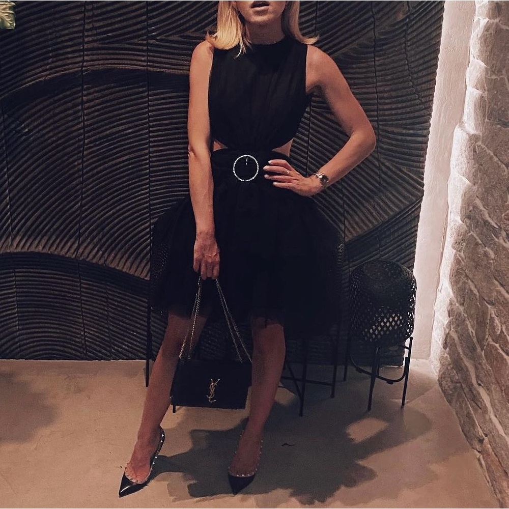 Black layered ASOS dress with rhinestone detail - Picture 2 of 2